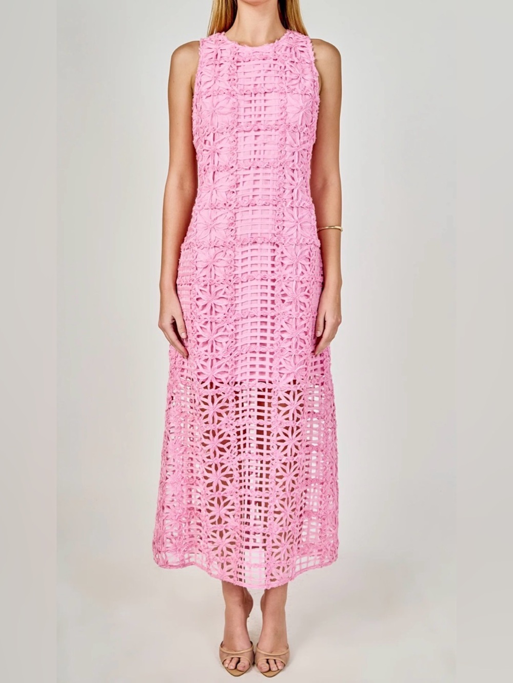 Endless Rose Pink Textured Sleeveless Maxi Dress - Picture 2 of 12